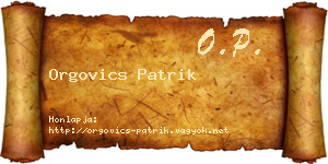 Orgovics Patrik névjegykártya